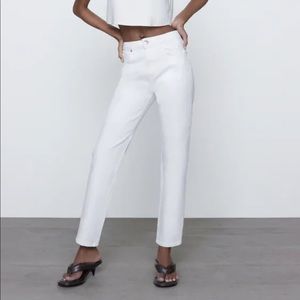 Zara High Rise Ankle Slim White Denim 2